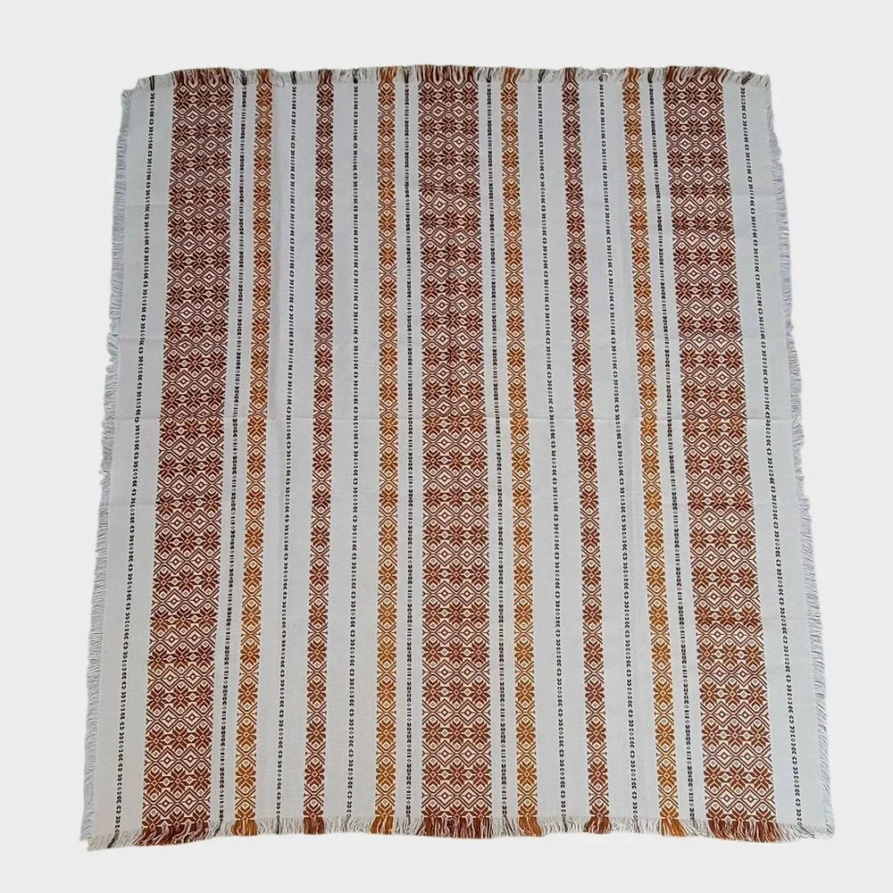 Vintage Yugoslav Linen Tablecloth & Napkin Set Folk Motif Kamnik Slovenia NOS